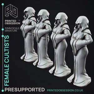 Female Cultists - 4 Models - PRESUPPORTED - Hell Hath no Fury - 32mm scale