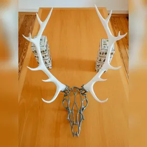 Wireframe Deer Head With Giant Antlers