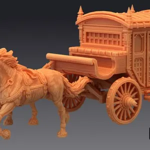 3D-модели старинных экипажей и повозок с лошадьми