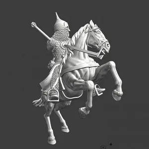 Medieval Russian knight fighting with mace