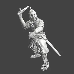 Heavy medieval russian knight with 2 swords