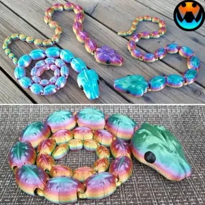 30 Inch Snake, Print In Place, Basilisk, Boa, Python, Articulating Flexi Wiggle Pet