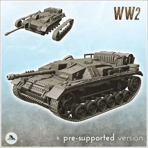Sturmgeschutz StuG III 3 Ausf.G 1943 (Sd.Kfz. 142-1) (with combat damages) - Germany Eastern Western Front Normandy Stalingrad Berlin Bulge WWII