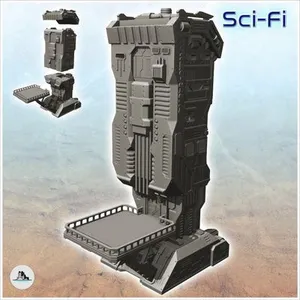 Space control tower with landing platform (13) - Future Sci-Fi SF Infinity Terrain Tabletop Scifi