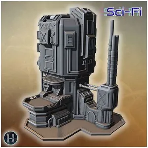 Sci-Fi industrial structure with chimney and energy blocks (17) - Future Sci-Fi SF Infinity Terrain Tabletop Scifi