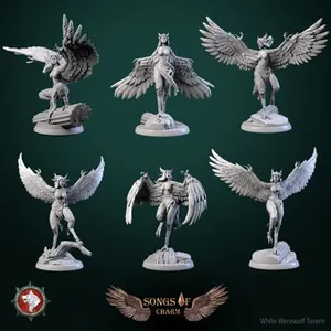 Harpy set 6 miniatures 32mm pre-supported