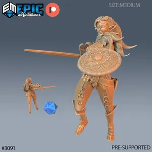 Elf Fighter Female Player Cahracter Attack / Elvish Girl / Elven Warrior / Forest Guard / Medieval Encounter