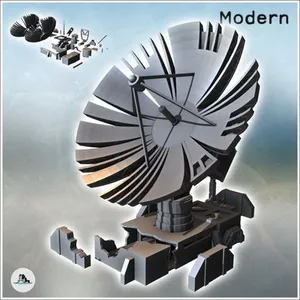Large Ruined Radar Antenna with Dish and Control Building (19) - Cold Era Modern Warfare Conflict World War 3 RPG Post-apo WW3 WWIII