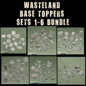 Wasteland Base Toppers Set 1-6 Bundle. Supportfree/ Presupported Base detailing Kits.