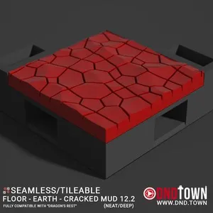 Floor - Earth - Cracked Mud - Wall Corner 12.2 (NEAT/DEEP) - 3D Modular Dungeon Tile - DnD Town Minis (www.dnd.town)