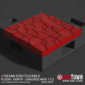 Floor - Earth - Cracked Mud - Wall Corner 17.2 (NEAT/DEEP) - 3D Modular Dungeon Tile - DnD Town Minis (www.dnd.town)