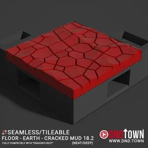 Floor - Earth - Cracked Mud - Wall Corner 18.2 (NEAT/DEEP) - 3D Modular Dungeon Tile - DnD Town Minis (www.dnd.town)