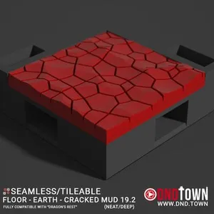 Floor - Earth - Cracked Mud - Wall Corner 19.2 (NEAT/DEEP) - 3D Modular Dungeon Tile - DnD Town Minis (www.dnd.town)