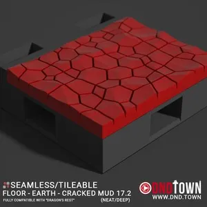 Floor - Earth - Cracked Mud - Wall Edge 17.2 (NEAT/DEEP) - 3D Modular Dungeon Tile - DnD Town Minis (www.dnd.town)