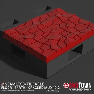 Floor - Earth - Cracked Mud - Wall Edge 19.2 (NEAT/DEEP) - 3D Modular Dungeon Tile - DnD Town Minis (www.dnd.town)