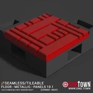 Floor - Metallic - Panels - Wall Corner 10.1 (NEAT/DEEP) - 3D Modular Dungeon Tile - DnD Town Minis (www.dnd.town)