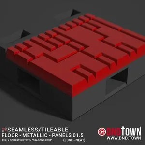 Floor - Metallic - Panels - Wall Edge 01.5 (NEAT/DEEP) - 3D Modular Dungeon Tile - DnD Town Minis (www.dnd.town)