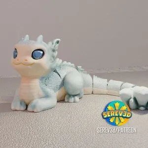 Sapphire Dragon-Cat - Articulated Fantasy Pet - No Supports 3D Print STL/3MF