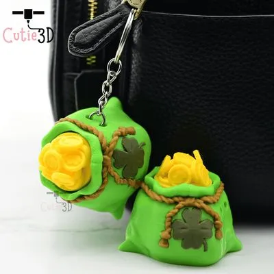 Cutie3D Keycap Fidget Clicker Lucky Gold Bag Keychain - Cute Backpack Keychain — Фото 2 из 10