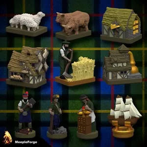 Clan Components and Workers for Clans of Caledonia Board Game