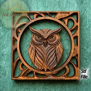 Owl Relief Wall Art STL File for CNC Router | Decorative Wood Panel Model | Aspire, Artcam, Estlcam Compatible