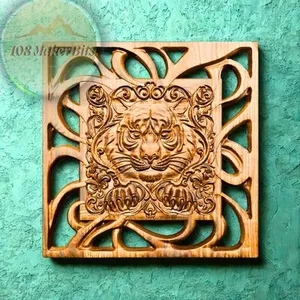 Tiger CNC Relief Model for Wood Carving – Wild Animal Bas Relief with Openwork Frame | STL for CNC Router, Aspire, Artcam, Estlcam etc...