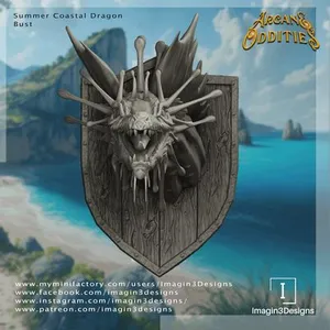 Pre-Supported Summer Coastal Dragon Bust