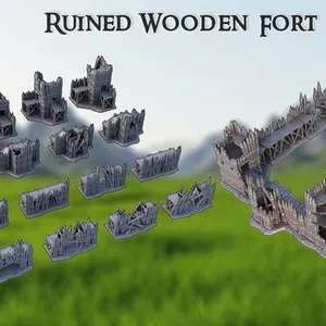 Ruined Wooden Fort - Tabletop Terrain - 28 MM