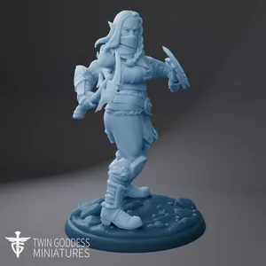 Haaned the Orc Axe Thrower ( Female Orc Mercenary / Orc Fighter / Orc Warrior with Hand Axes / Female Orc Ranger Dualwielder / Worlds Beyond Brawl / One Page Rules OPR Compatible )