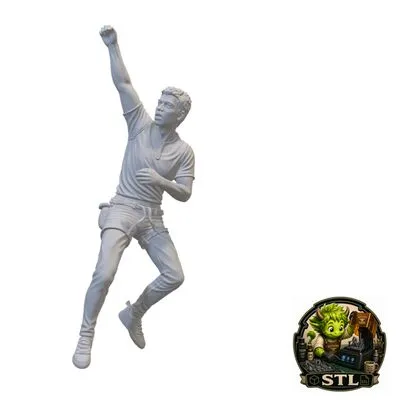 Free Solo Climber Reaching for the Next Hold – Dynamic Climbing Miniature STL for 3D Printing