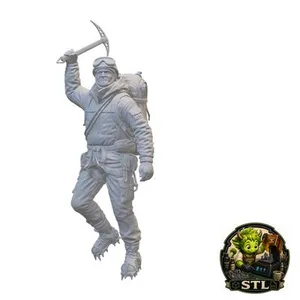 Ice Climber with Ice Axe – Mountaineering Miniature STL for 3D Printing