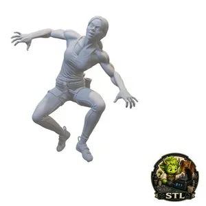 Female Boulderer in a Dynamic Climbing Move – Athletic Climbing Miniature STL for 3D Printing