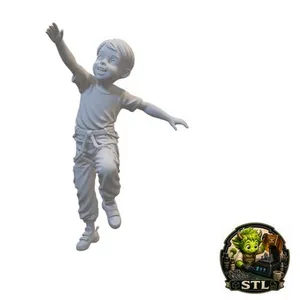 Young Boulderer Climbing a Route – Realistic Child Climbing Miniature STL for Dioramas and Scale Models
