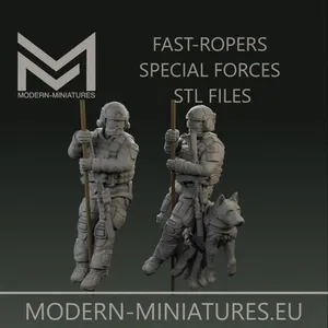 Fast-Ropers Special Forces Operators and Dog