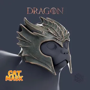 Dragon Cat Helmet | Wearable Cat Mask | 3D Printable STL
