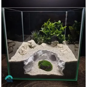 Aquarium and Reptile two tunnel Cave, Bottom dwelling Fish Hideout, Shrimp naturalistic Rock Shelter, Small animal Grotto