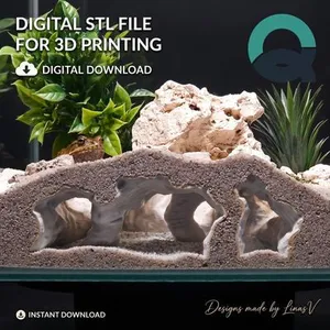 Abyssal Grotto - Aquarium & Terrarium Cave | Fish Hideout | Shrimp Shelter | Reptile Hide | Natural Rock Decor | Aquascaping | 3D Print STL