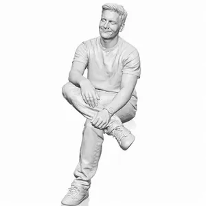 Sitting Man - Relaxed Pose – 3D Printable Figure - Seated Figures - Pre-Supported