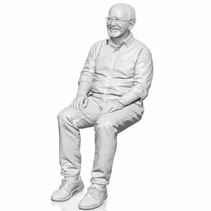 Sitting Senior Man - Relaxed Pose – 3D Printable Figure - Seated Figures - Pre-Supported