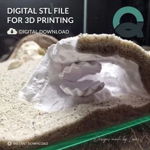 Hidden Shell Cave - Aquarium & Terrarium Giant Clam Grotto | Fish Hideout | Shrimp Shelter | Reptile Hide | Aquascaping | 3D Print STL