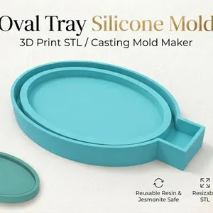 Oval Tray Casting Mold & Master Frame — STL for Silicone Molding (Resin, Jesmonite, Concrete)