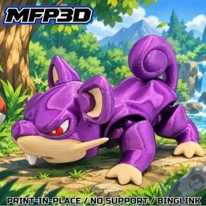ARTICULATED RATTATA -POKEMON - MFP3D - NO SUPPORT - PRINT IN PLACE - SENSORY TOY - FIDGET