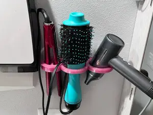 Wall Mounted Hair Straightener + Blow Dryer + Air Brush Adapter for Bathroom Organization