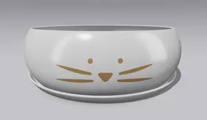 Planter and Bowl 22 - Kitty Cat, with drainage hole and saucer (MMU ready)