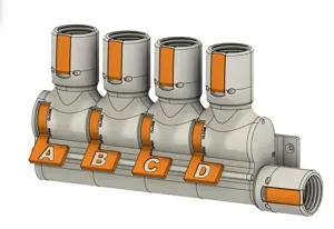 4-way distributor dust collection suit for CAMLOCK