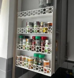 Big Spice Rack with Hexagonal Pattern - Wall Mount