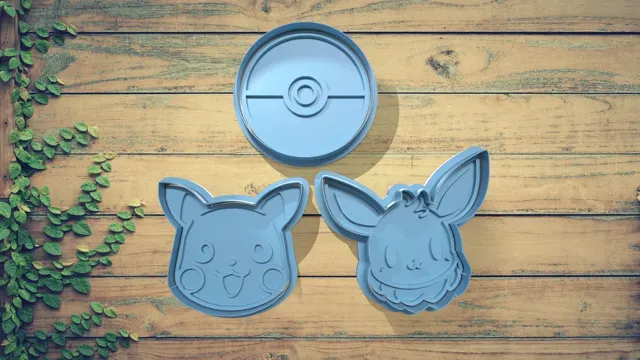 Pokemon Cookie Cutter Set / Pikachu Eevee Pokeball — Image 2 of 5