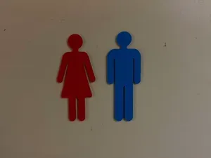 Toilet markings, stick figures on toilet door, WC