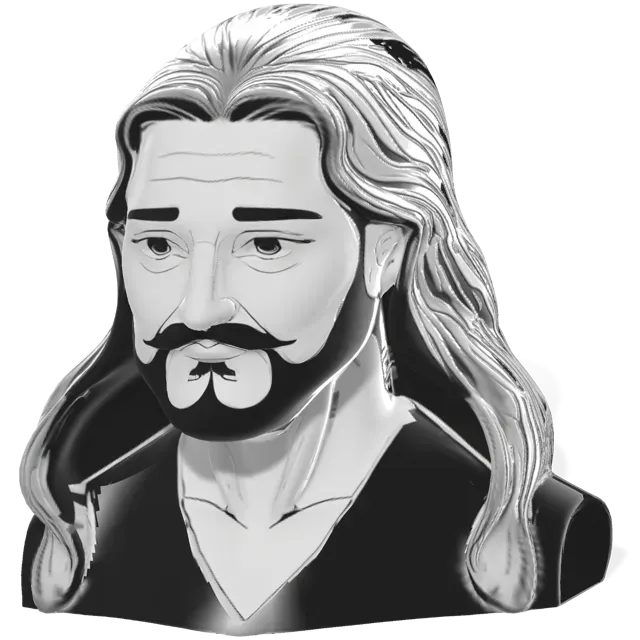 Long-Haired Bearded Man Bust — Image 2 of 9