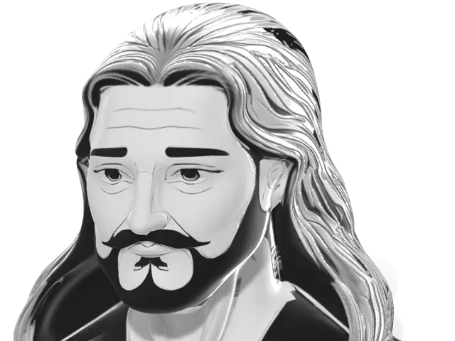 Long-Haired Bearded Man Bust